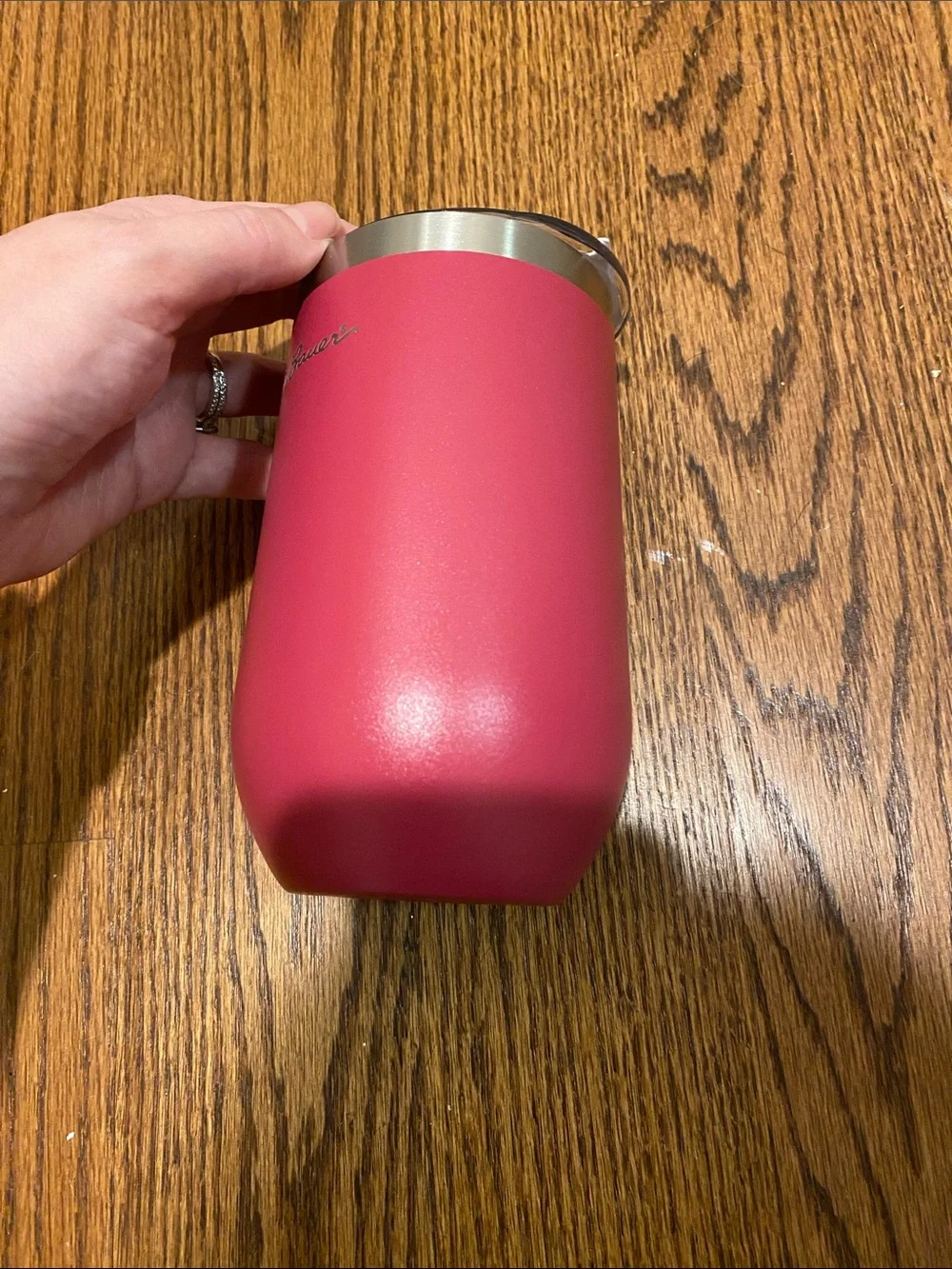 Eddie Bauer Magenta Travel Tumbler with Silver Rim